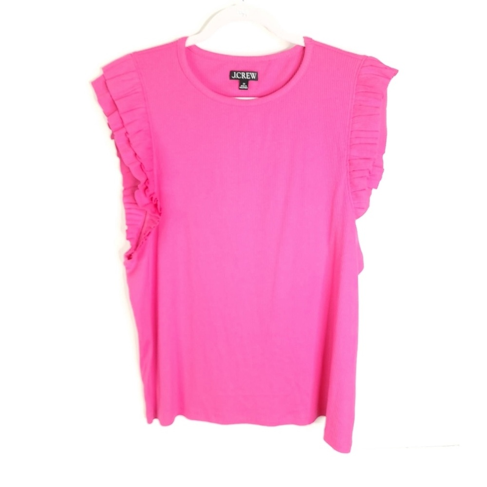 J CREW Ruffled Trimmed Ribbed Top Size 2xl